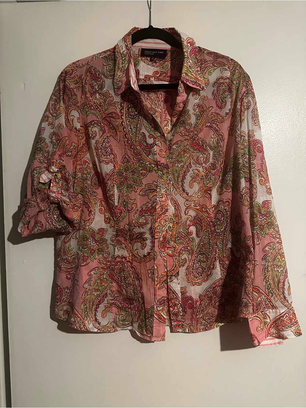 Jones New York Pink Paisley Print Blouse